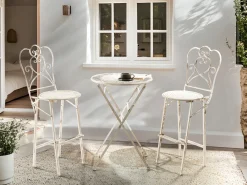 Tavolo da bar da giardino TRIESTE 60 cm 60 cm Metallo Beige chiaro
