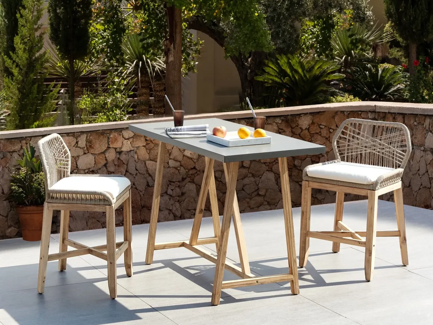 Tavolo da bar da giardino TALAMONE 140 cm 70 cm Grigio