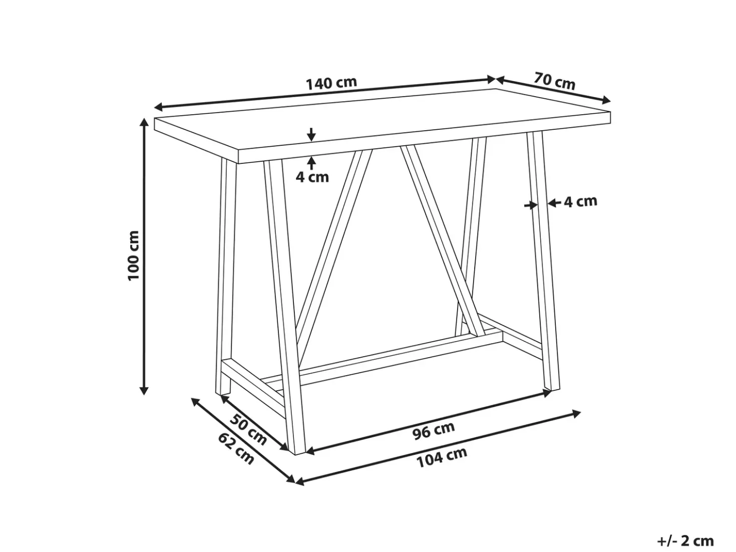 Tavolo da bar da giardino TALAMONE 140 cm 70 cm Grigio