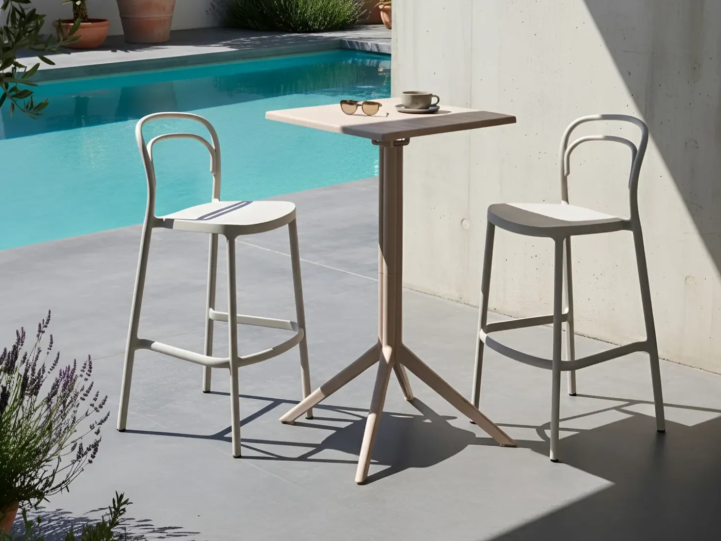 Tavolo da bar da giardino LEMNOS 60 cm 60 cm Beige