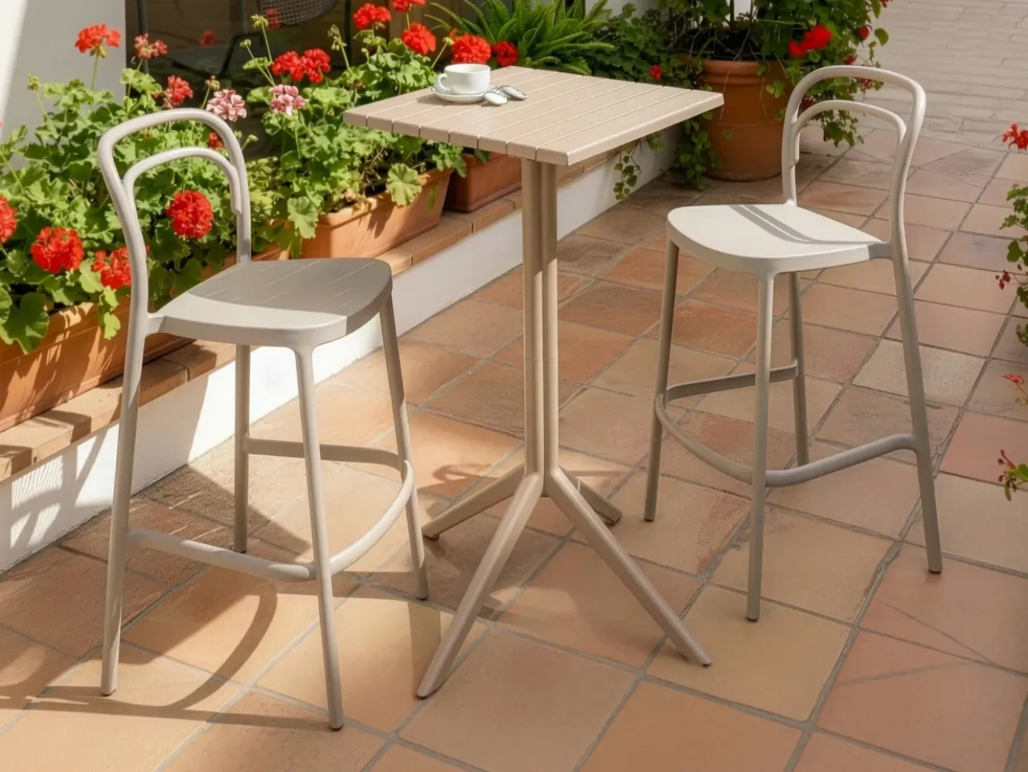 Tavolo da bar da giardino LEMNOS 60 cm 60 cm Beige