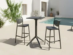 Tavolo da bar da giardino LEMNOS 60 cm 60 cm Nero