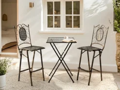 Tavolo da bar da giardino BORMIO 60 cm 60 cm Metallo Nero