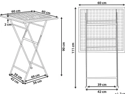 Tavolo da bar da giardino BORMIO 60 cm 60 cm Metallo Nero