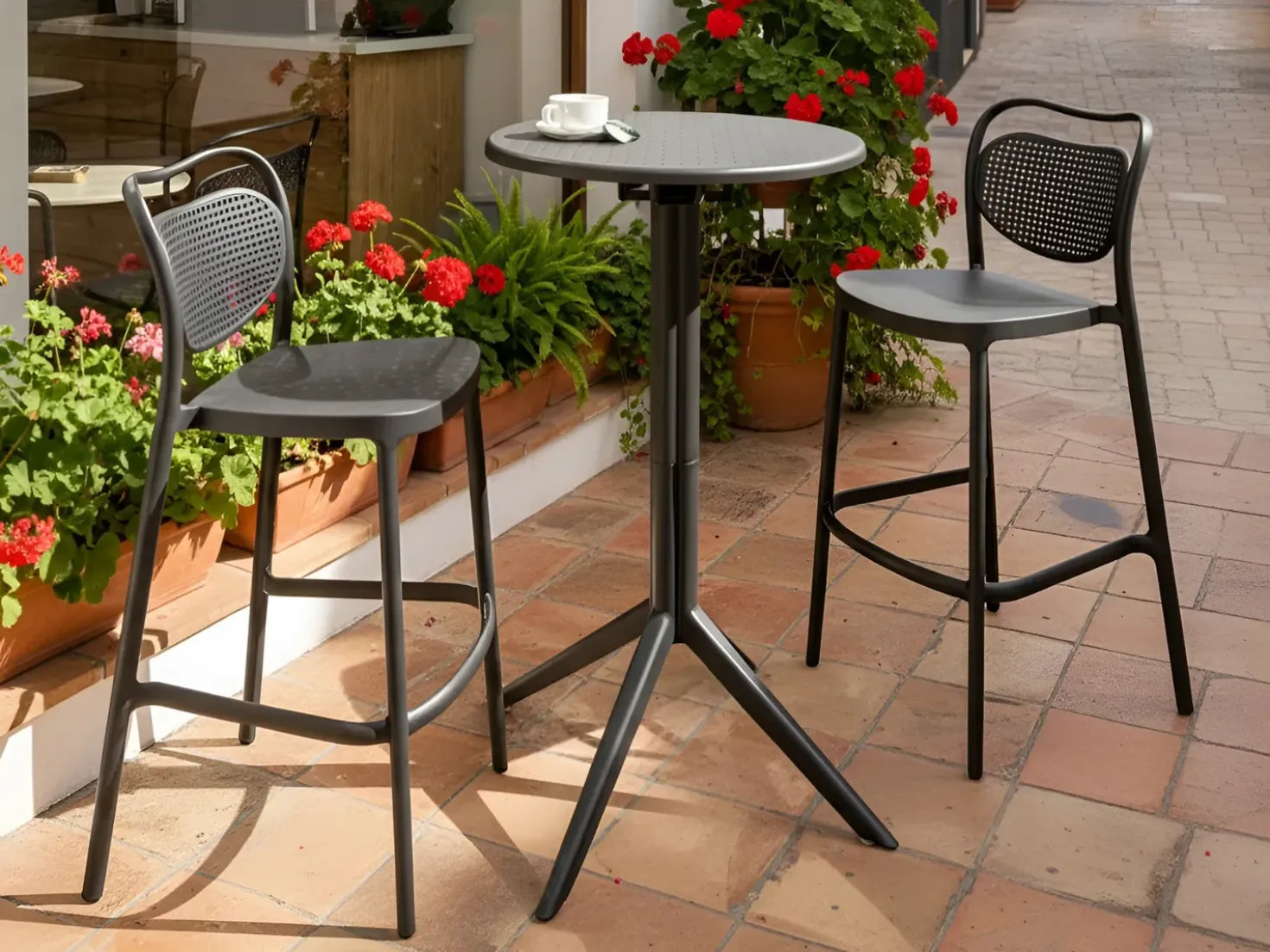 Tavolo da bar da giardino LEGRENA 60 cm 60 cm Nero