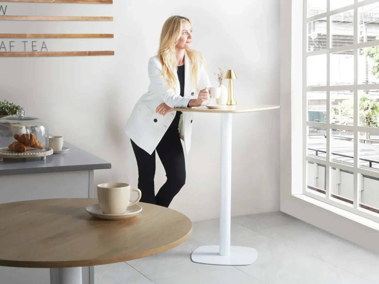 Tavolo da bar MORELLA Marrone chiaro/Bianco 60 cm 60 cm