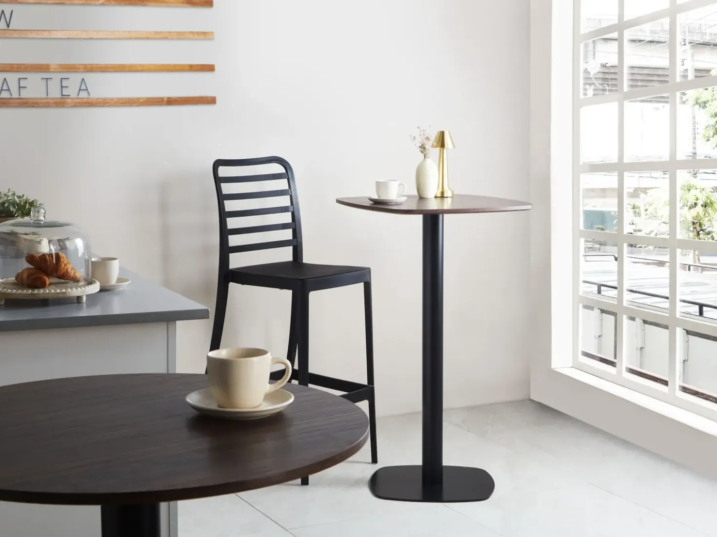 Tavolo da bar MORELLA Nero/Marrone scuro 60 cm 60 cm