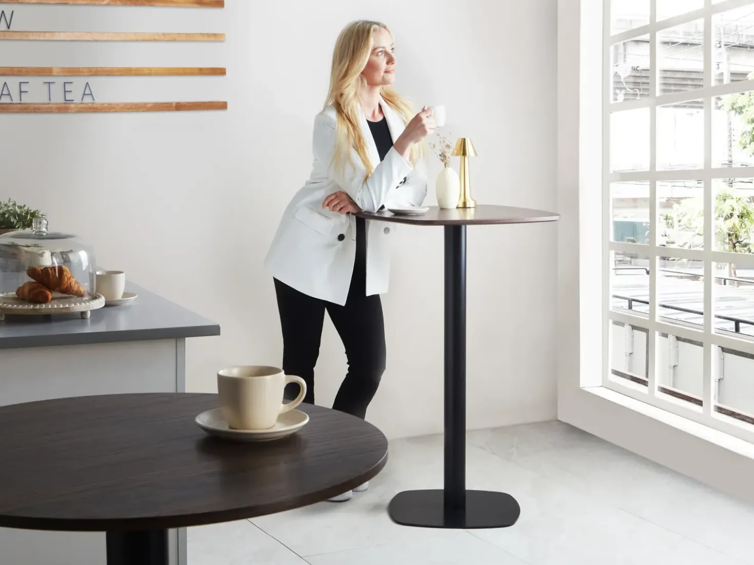 Tavolo da bar MORELLA Nero/Marrone scuro 60 cm 60 cm
