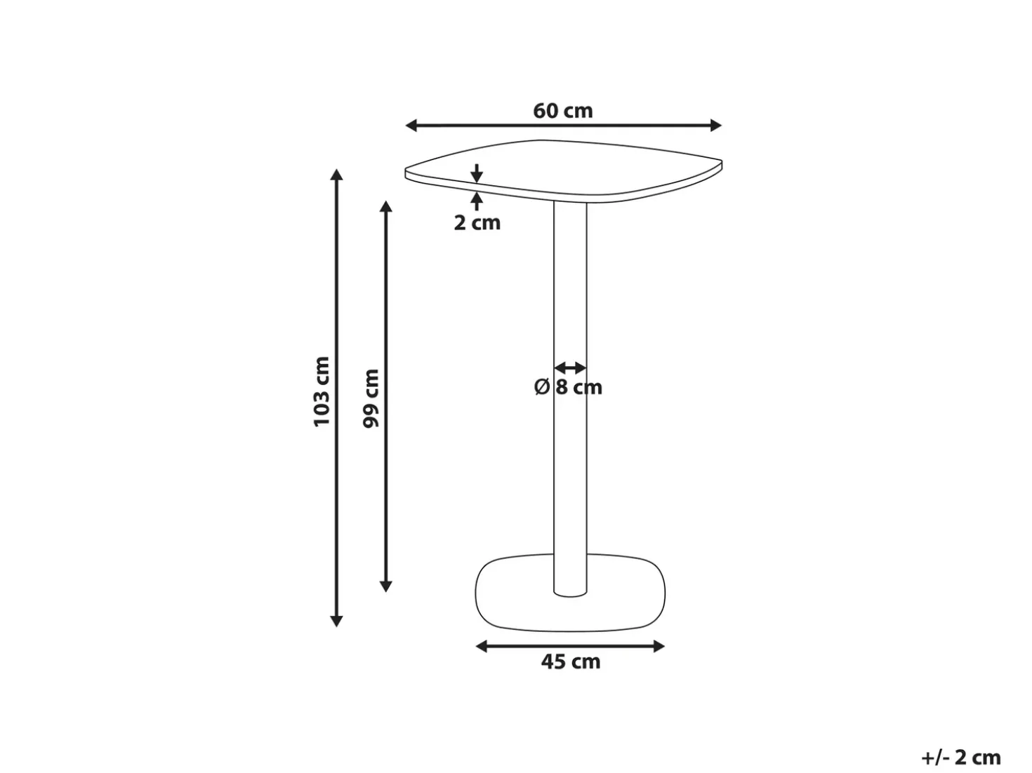 Tavolo da bar MORELLA Nero/Marrone scuro 60 cm 60 cm