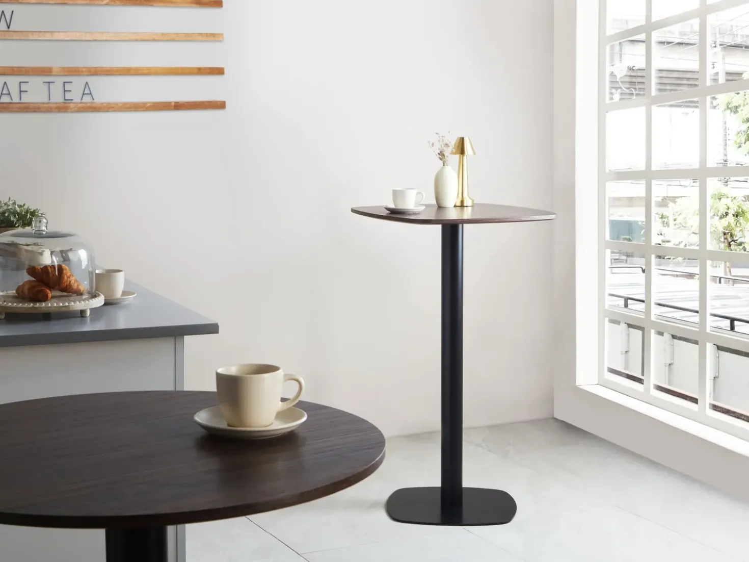 Tavolo da bar MORELLA Nero/Marrone scuro 60 cm 60 cm