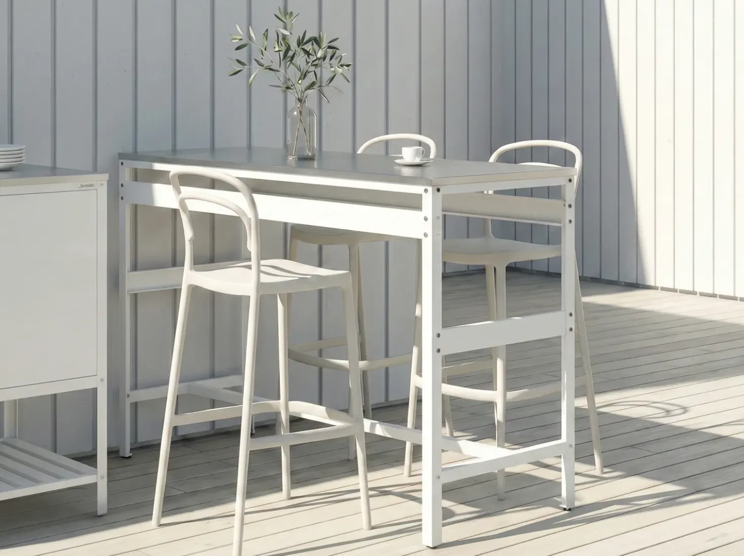 Tavolo da bar per esterni MAENZA 120 cm 40 cm Metallo Bianco