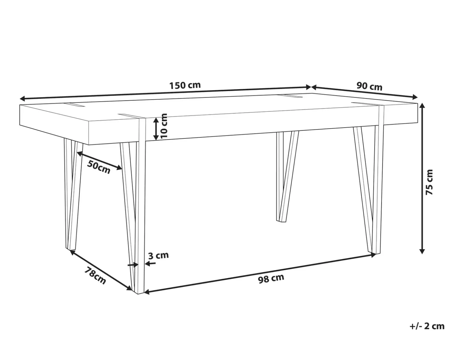 Tavolo da pranzo ADENA Grigio effetto cemento 150 cm 90 cm