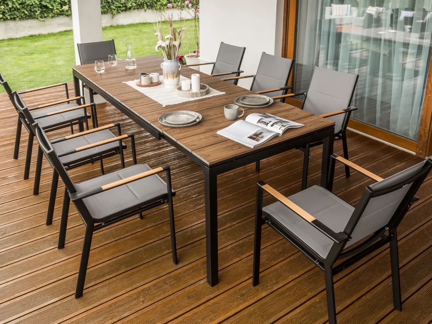 Tavolo da pranzo allungabile da giardino TOFANE 198/248 cm 90 cm Marrone