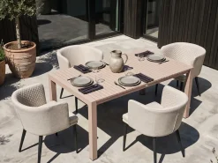 Tavolo da pranzo allungabile da giardino ARDESIO 160/220 cm 90 cm Metallo Beige sabbia