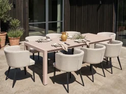 Tavolo da pranzo allungabile da giardino ARDESIO 160/220 cm 90 cm Metallo Beige sabbia