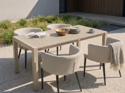 Tavolo da pranzo allungabile da giardino ARDESIO 160/220 cm 90 cm Metallo Beige sabbia