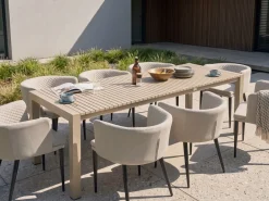 Tavolo da pranzo allungabile da giardino ARDESIO 160/220 cm 90 cm Metallo Beige sabbia