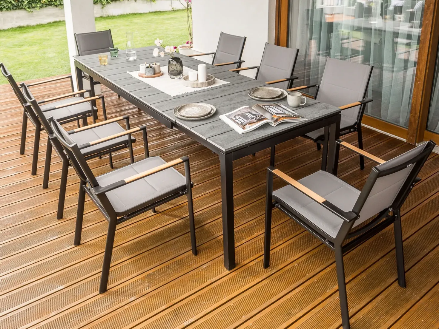 Tavolo da pranzo allungabile da giardino TOFANE 198/248 cm 90 cm Grigio