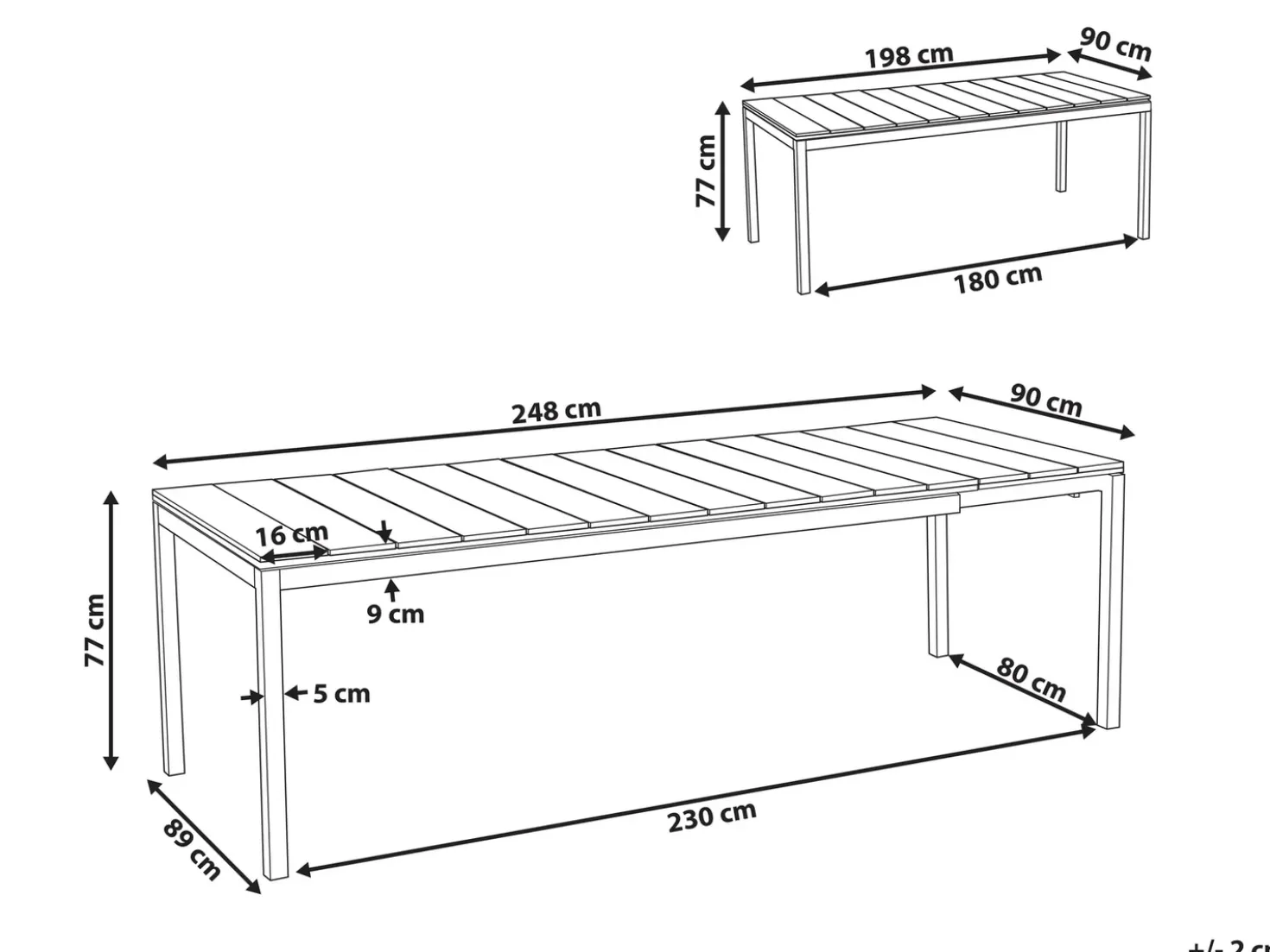 Tavolo da pranzo allungabile da giardino TOFANE 198/248 cm 90 cm Grigio