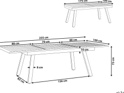 Tavolo da pranzo allungabile da giardino PERETA 175/255 cm 100 cm Metallo Grigio chiaro