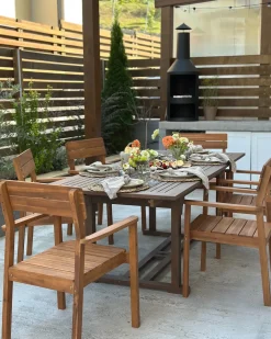 Tavolo da pranzo allungabile da giardino AMANTEA 160/220 cm 90 cm Legno d'acacia Marrone scuro