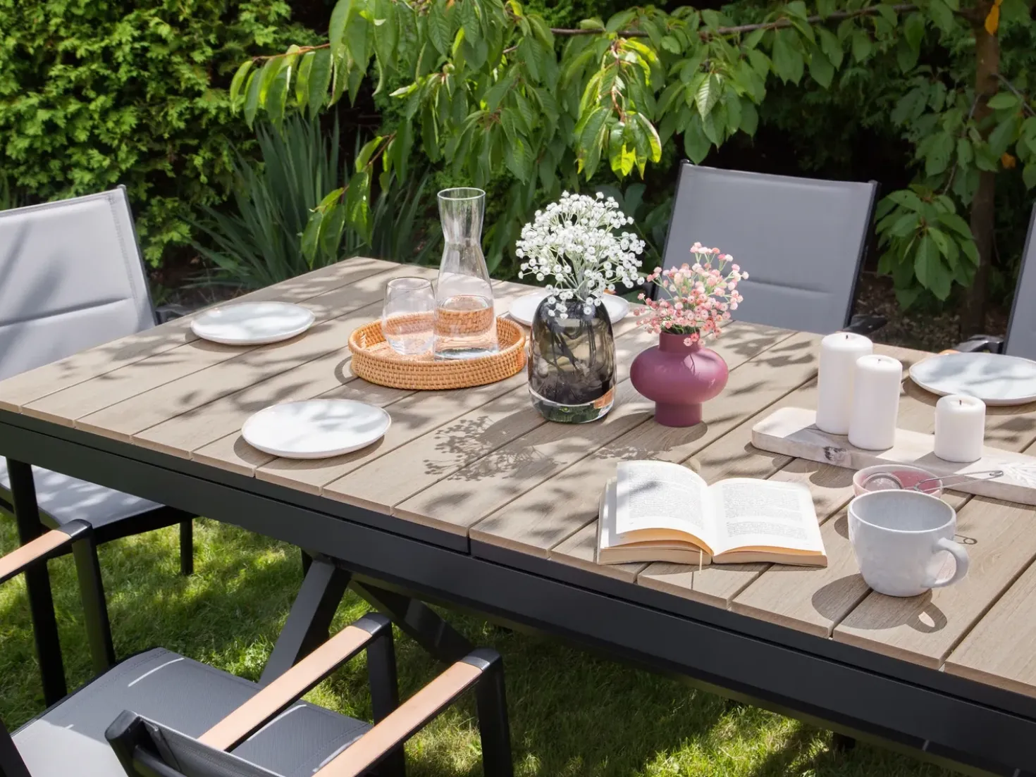 Tavolo da pranzo allungabile da giardino FANES 184/242 cm 90 cm Metallo Grigio grafite