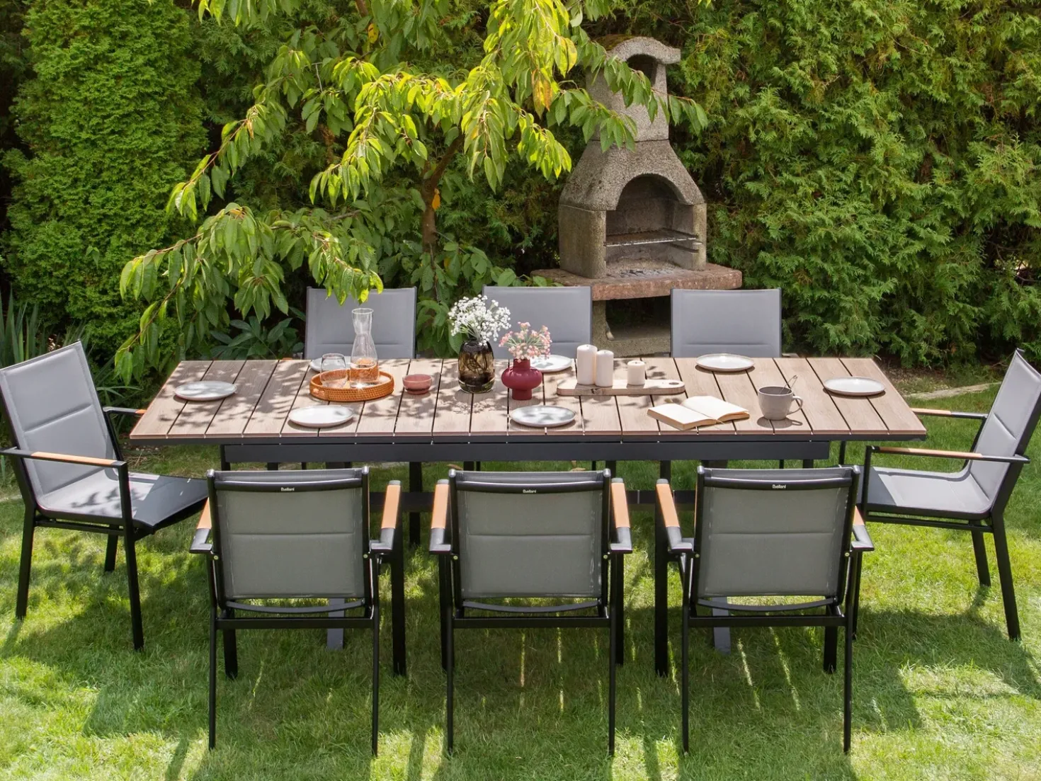 Tavolo da pranzo allungabile da giardino FANES 184/242 cm 90 cm Metallo Grigio grafite