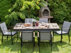 Tavolo da pranzo allungabile da giardino FANES 184/242 cm 90 cm Metallo Grigio grafite