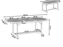 Tavolo da pranzo allungabile da giardino MAUI 160/220 cm 100 cm Legno d'acacia Marrone chiaro
