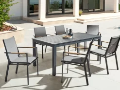 Tavolo da pranzo allungabile da giardino SKALOMA 180/240 cm 90 cm Metallo Grigio scuro