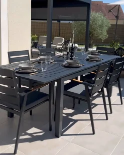 Tavolo da pranzo allungabile da giardino SKALOMA 180/240 cm 90 cm Metallo Grigio scuro