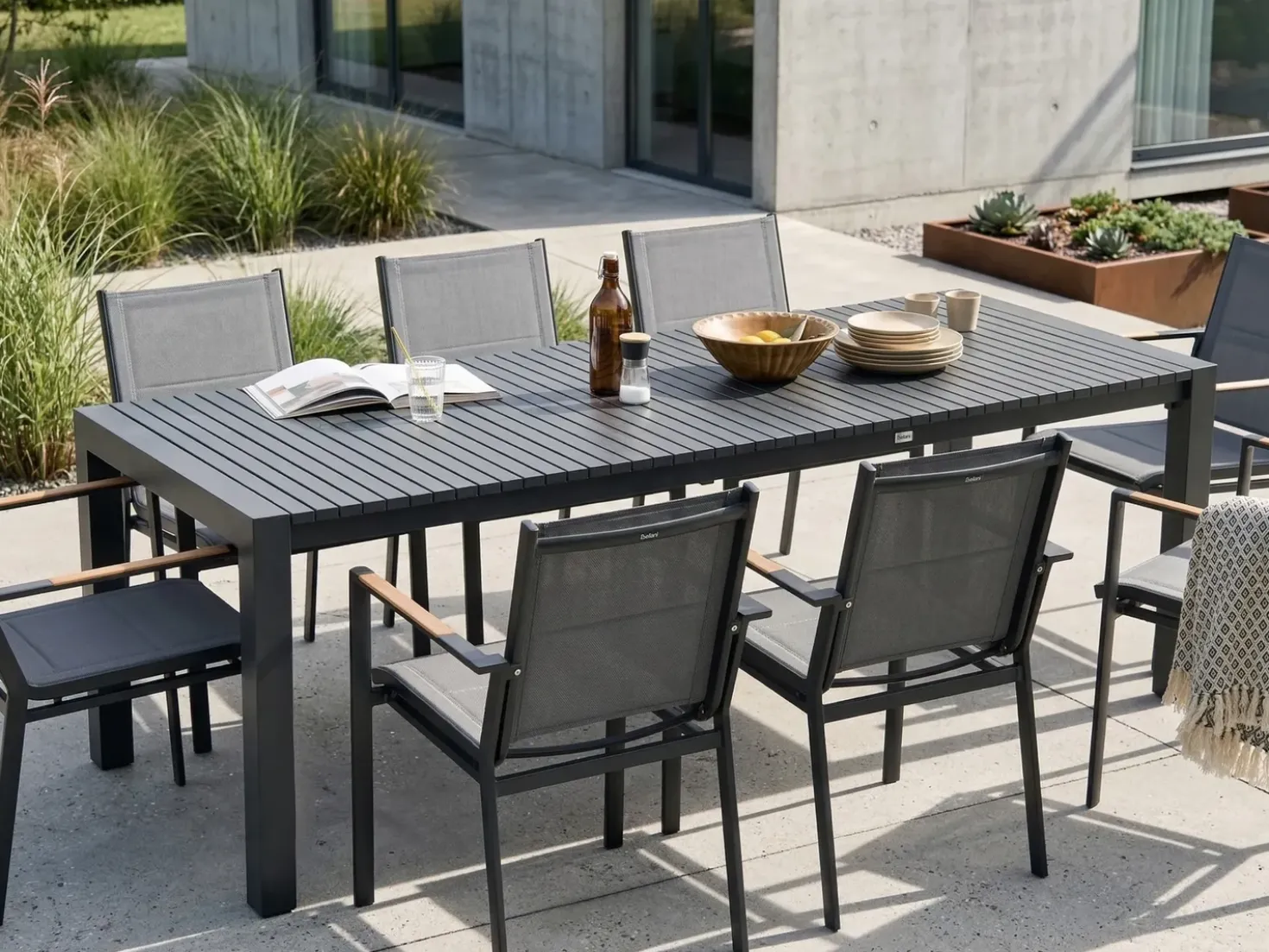 Tavolo da pranzo allungabile da giardino ARDESIO 160/220 cm 90 cm Metallo Grigio scuro