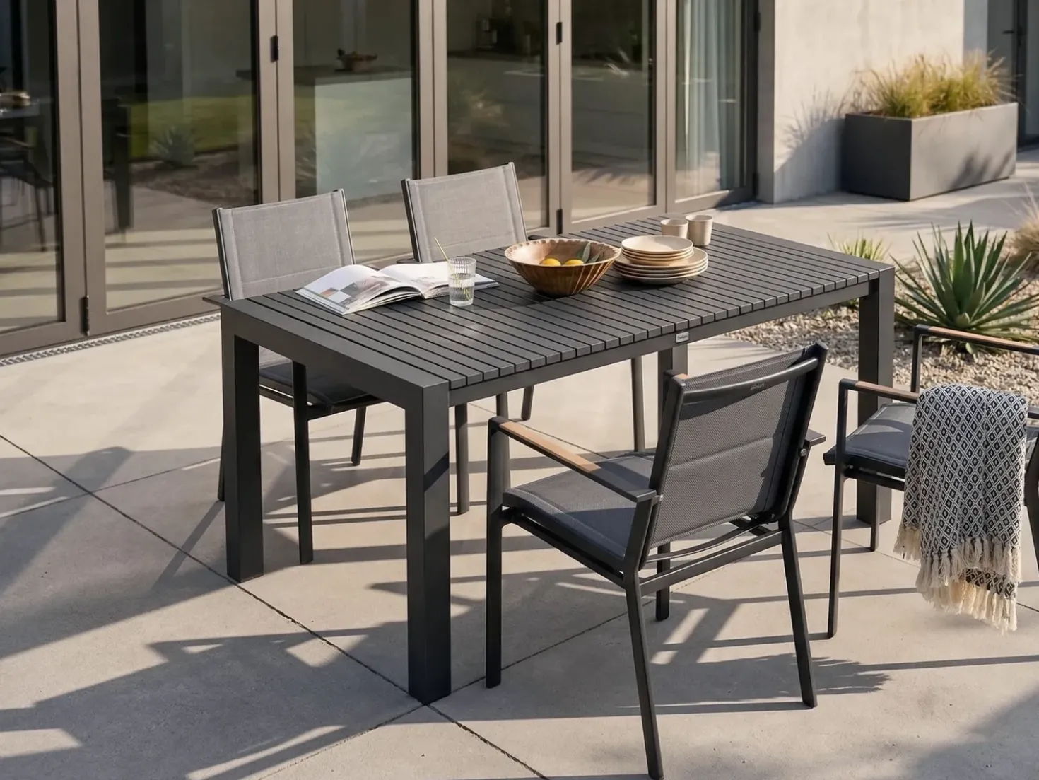 Tavolo da pranzo allungabile da giardino ARDESIO 160/220 cm 90 cm Metallo Grigio scuro