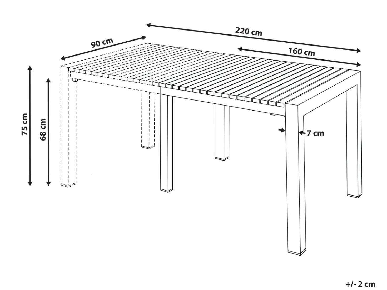 Tavolo da pranzo allungabile da giardino ARDESIO 160/220 cm 90 cm Metallo Grigio scuro