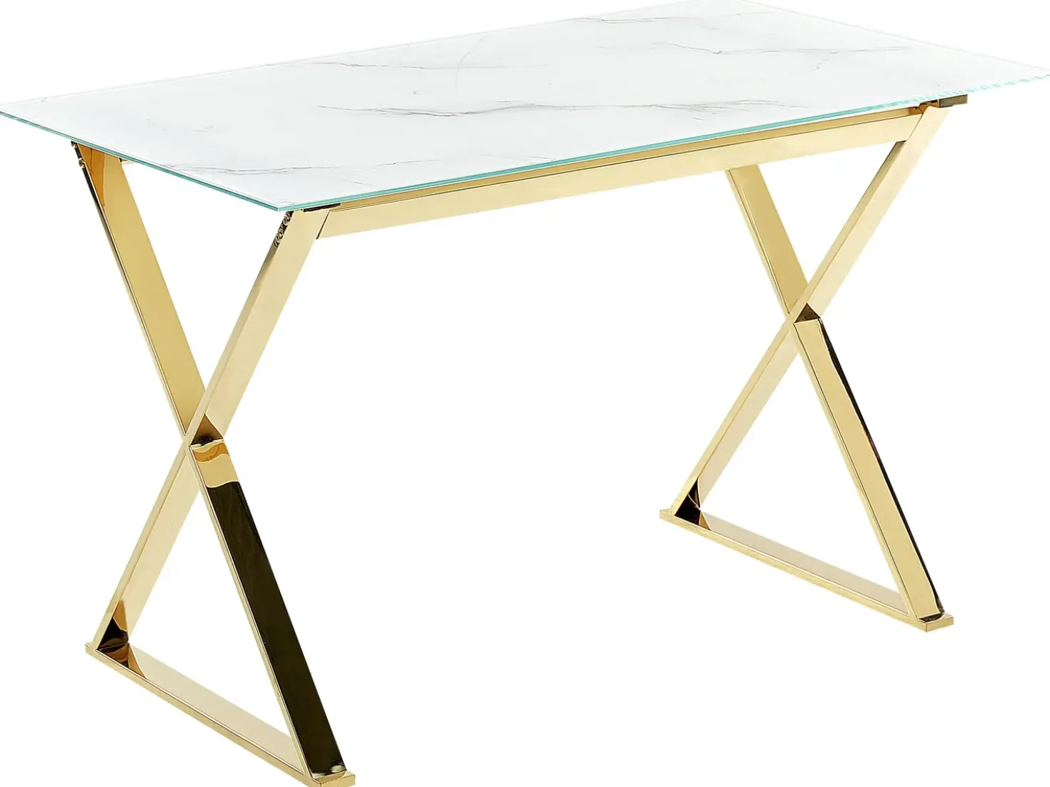 Tavolo da pranzo ATTICA Marmo/Oro 120 cm 70 cm Vetro temperato