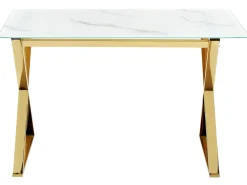 Tavolo da pranzo ATTICA Marmo/Oro 120 cm 70 cm Vetro temperato