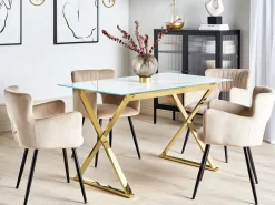Tavolo da pranzo ATTICA Marmo/Oro 120 cm 70 cm Vetro temperato