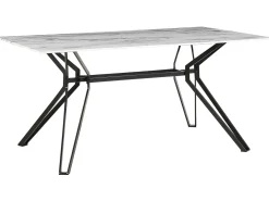 Tavolo da pranzo BALLINA Marmo bianco 160 cm 90 cm Vetro temperato