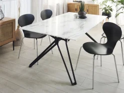 Tavolo da pranzo BALLINA Marmo bianco 160 cm 90 cm Vetro temperato