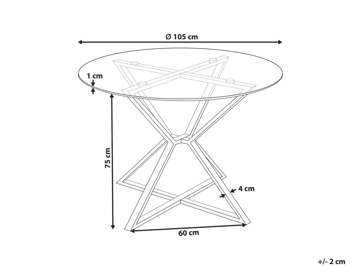 Tavolo da pranzo BOSCO Argento 105 cm 105 cm Vetro temperato
