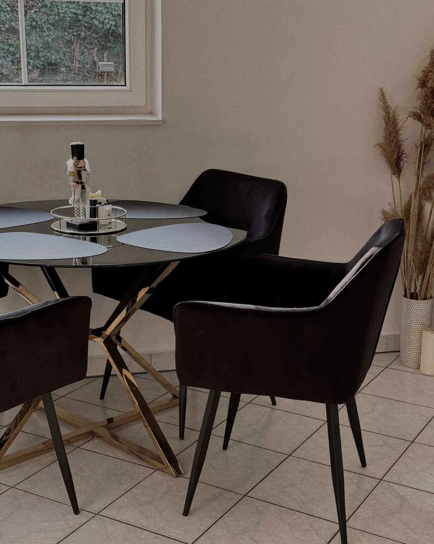 Tavolo da pranzo BOSCO Nero 105 cm 105 cm Vetro temperato