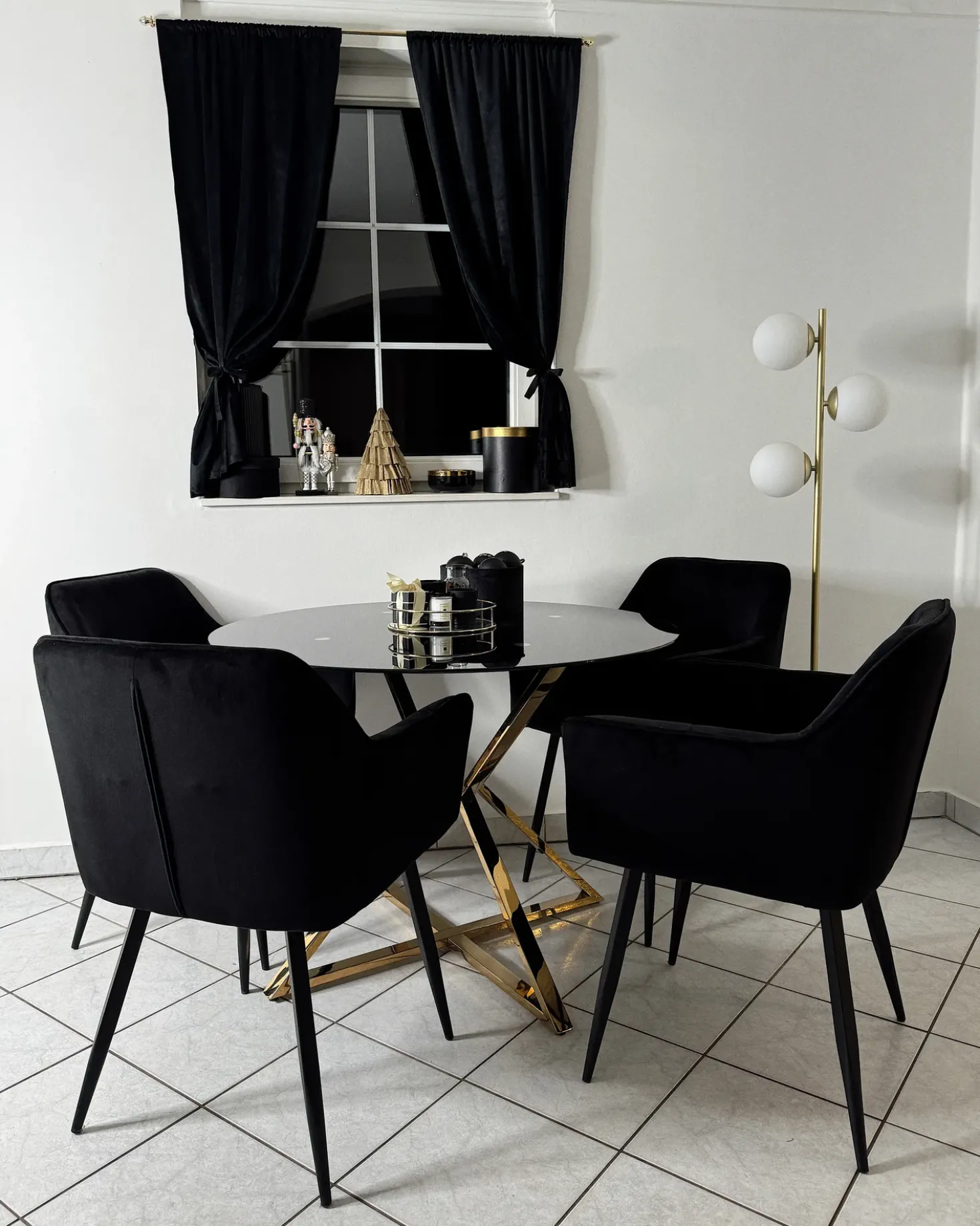 Tavolo da pranzo BOSCO Nero 105 cm 105 cm Vetro temperato