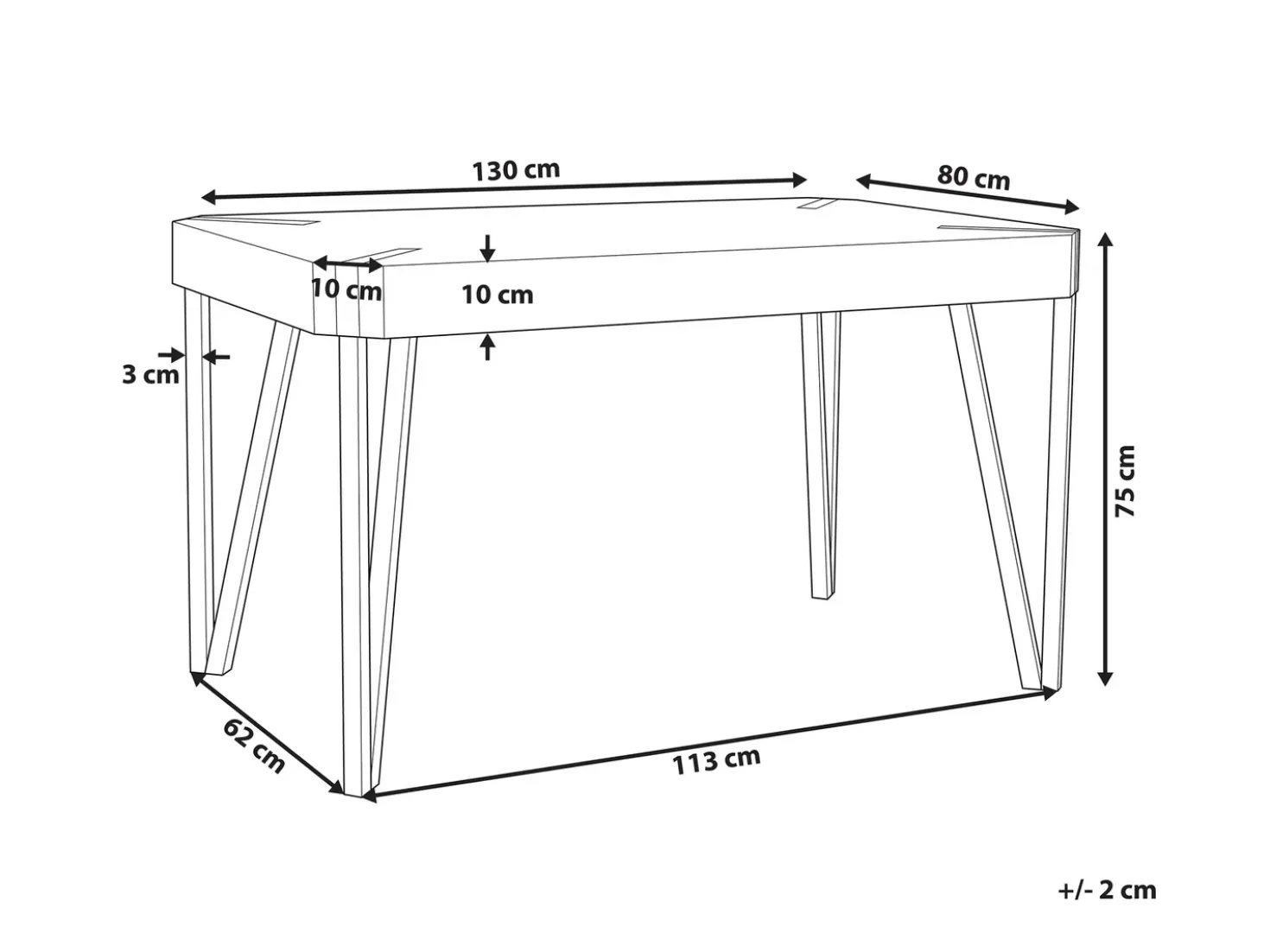 Tavolo da pranzo CAMBELL Tortora 130 cm 80 cm
