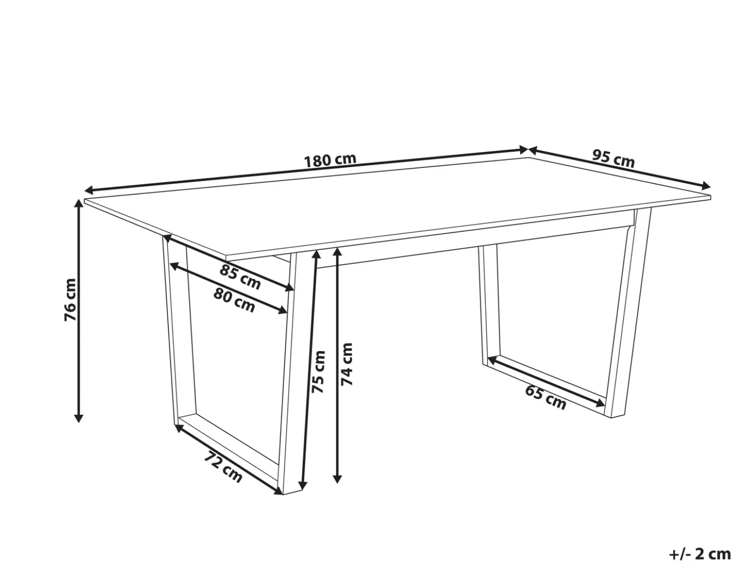 Tavolo da pranzo CAMDEN Frassino chiaro 180 cm 95 cm