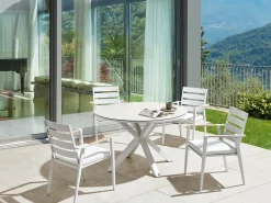 Tavolo da pranzo da giardino MALETTO 120 cm 120 cm Vetro Tortora
