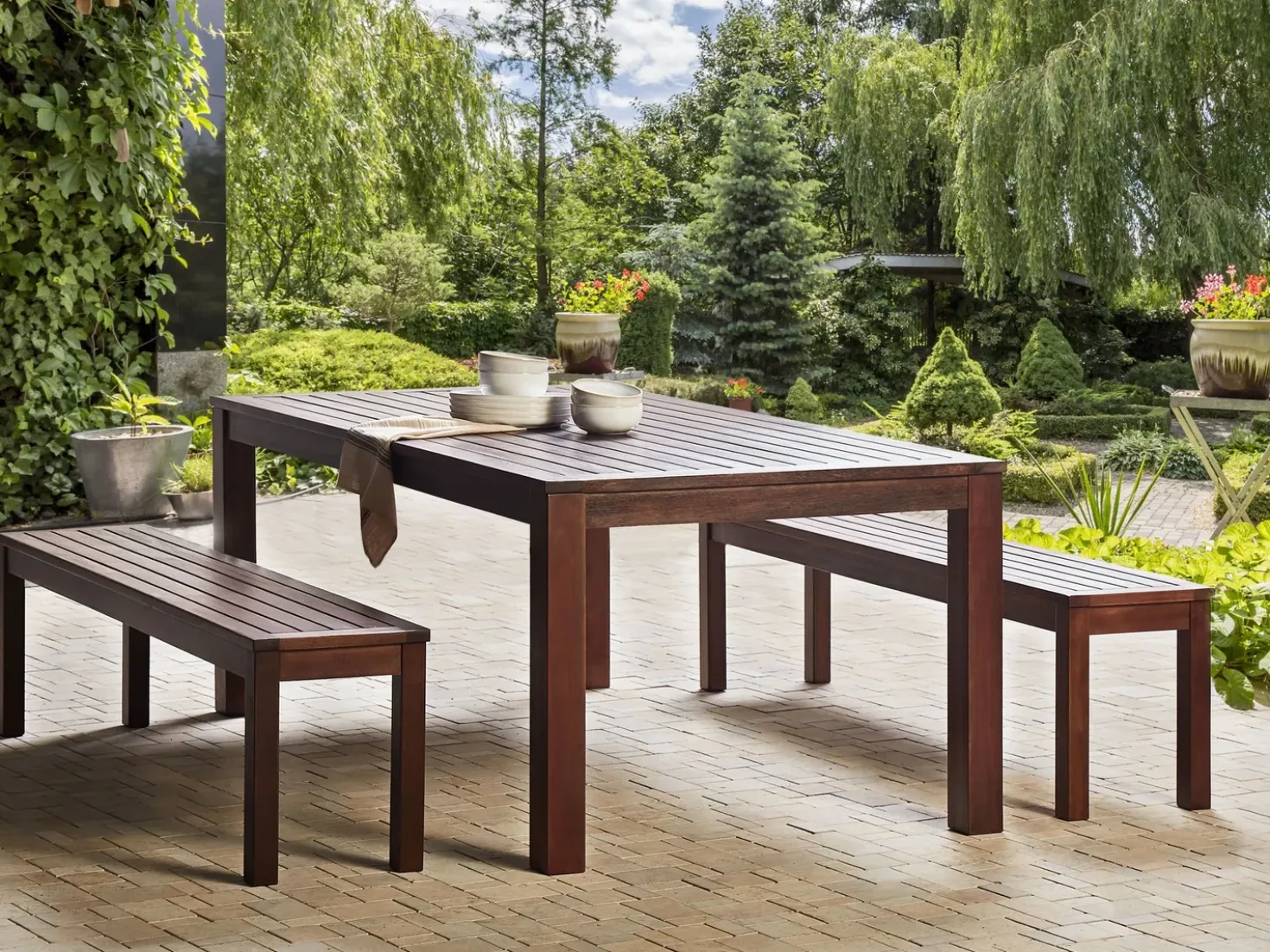 Tavolo da pranzo da giardino TUSCANIA 180 cm 100 cm Legno d'eucalipto Marrone scuro
