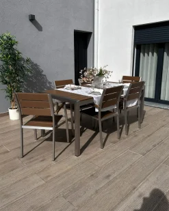 Tavolo da pranzo da giardino VERNIO 180 cm 90 cm Metallo Marrone