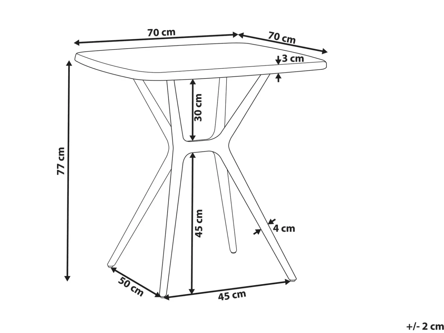 Tavolo da pranzo da giardino PIAVE 70 cm 70 cm Nero