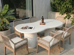 Tavolo da pranzo da giardino SIRMIONE 200 cm 110 cm Effetto terrazzo Terrazzo Bianco
