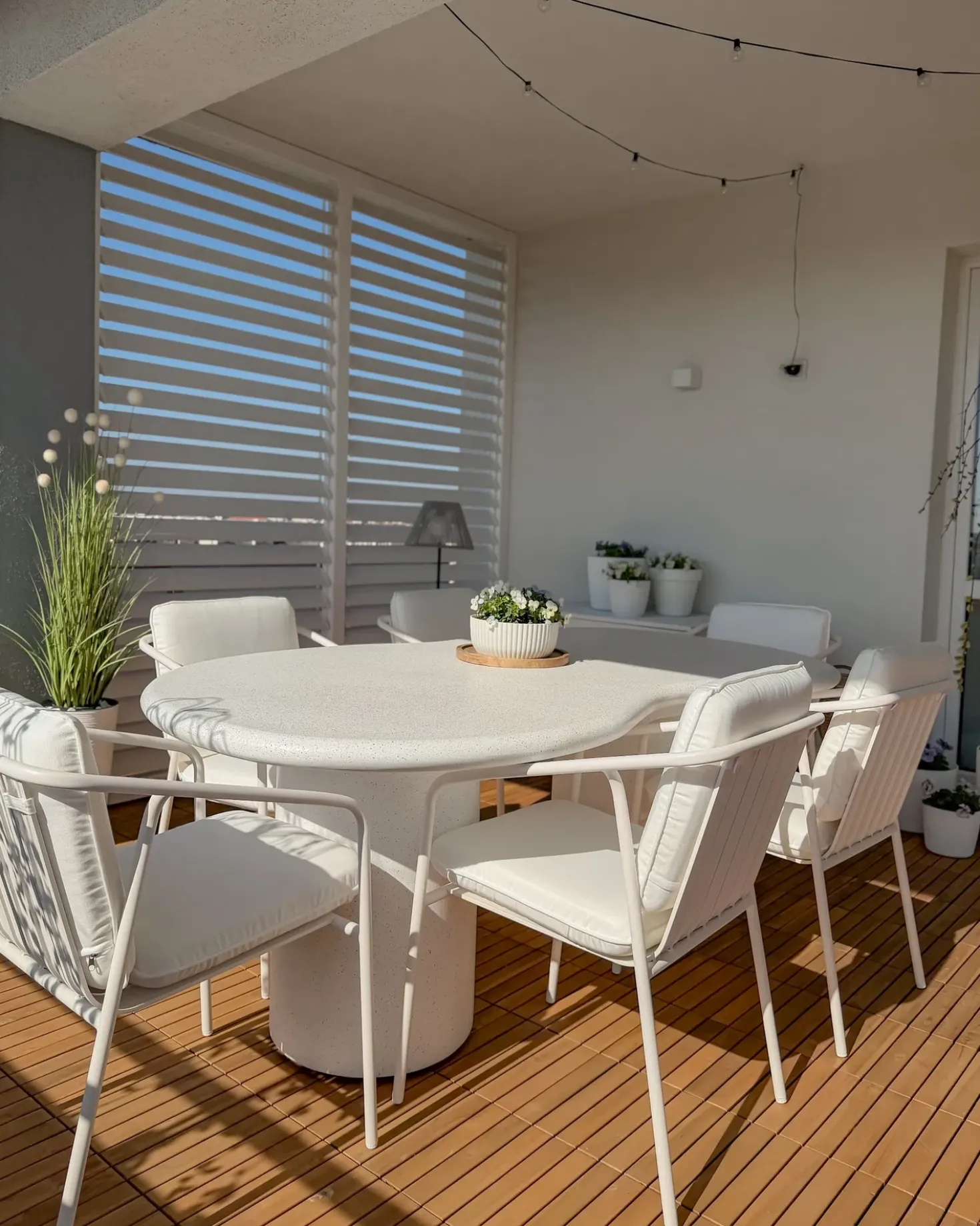 Tavolo da pranzo da giardino SIRMIONE 200 cm 110 cm Effetto terrazzo Terrazzo Bianco